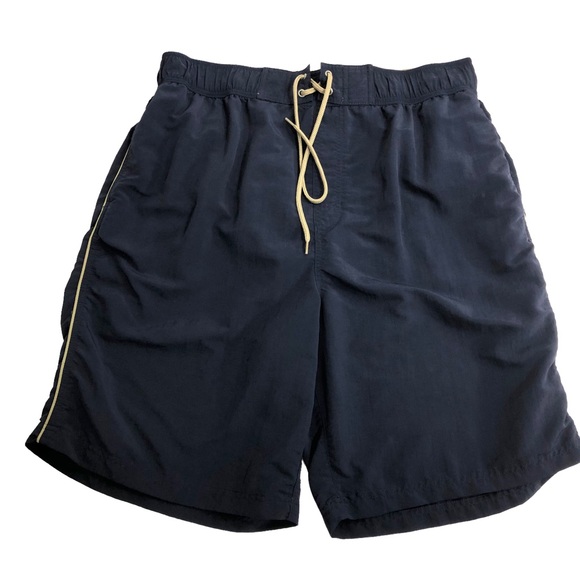 CARIBBEAN Board Shorts Navy Blue Swim Trunks Size Large Elastic Waist Pockets - Picture 1 of 15